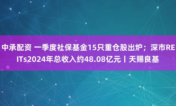 中承配资 一季度社保基金15只重仓股出炉；深市REITs2024年总收入约48.08亿元丨天赐良基